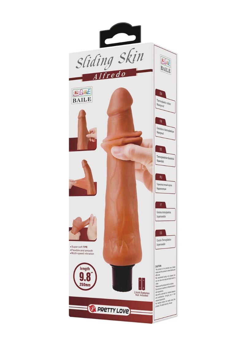 Vibrador Masturbador Realista 25cm Con Piel Deslizante Alfredo
